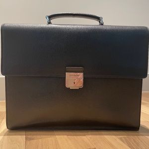 Ferragamo Black Leather Briefcase/Laptop Bag